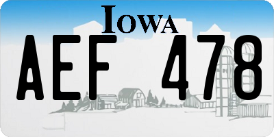 IA license plate AEF478
