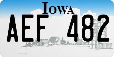 IA license plate AEF482