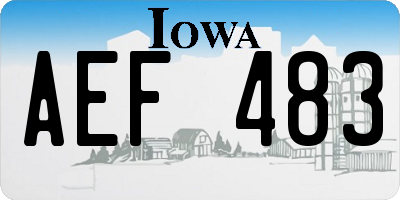 IA license plate AEF483