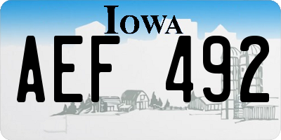 IA license plate AEF492