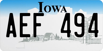 IA license plate AEF494