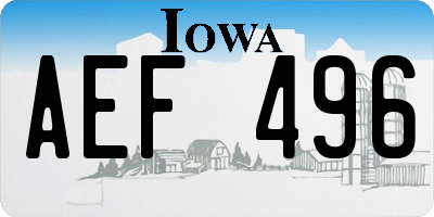 IA license plate AEF496