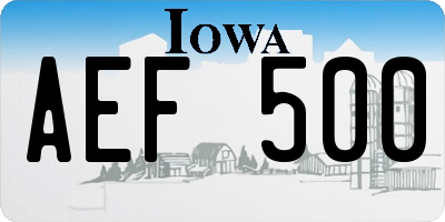 IA license plate AEF500