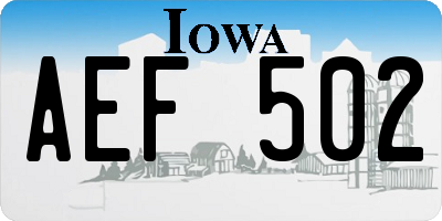 IA license plate AEF502