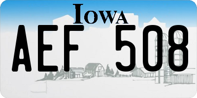 IA license plate AEF508