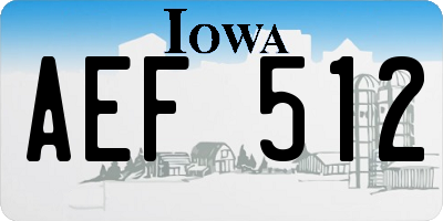 IA license plate AEF512