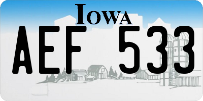 IA license plate AEF533