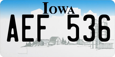 IA license plate AEF536