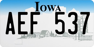 IA license plate AEF537