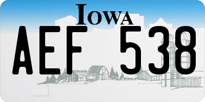 IA license plate AEF538