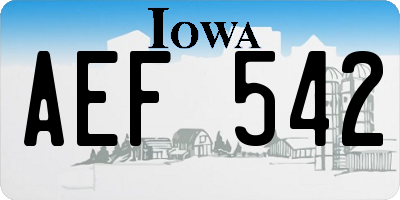 IA license plate AEF542