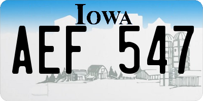 IA license plate AEF547