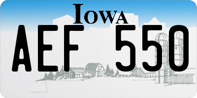 IA license plate AEF550