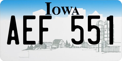 IA license plate AEF551