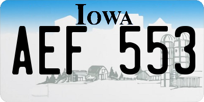 IA license plate AEF553