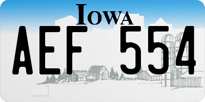 IA license plate AEF554