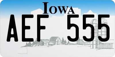 IA license plate AEF555