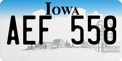 IA license plate AEF558