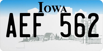 IA license plate AEF562