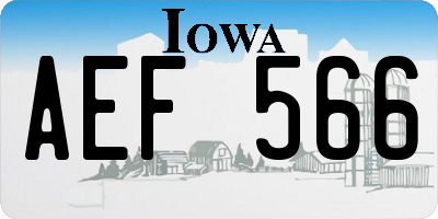 IA license plate AEF566