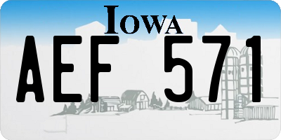 IA license plate AEF571
