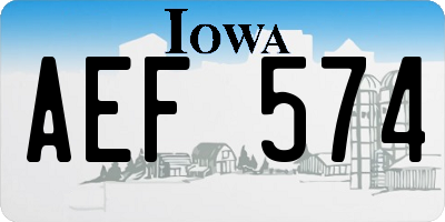 IA license plate AEF574