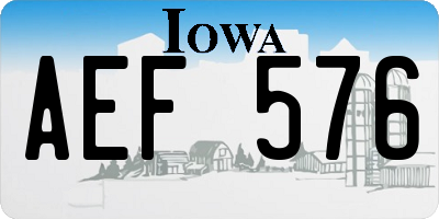 IA license plate AEF576