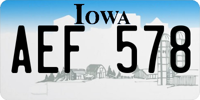 IA license plate AEF578