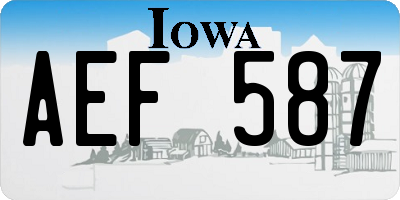 IA license plate AEF587