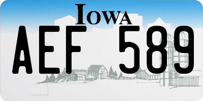 IA license plate AEF589
