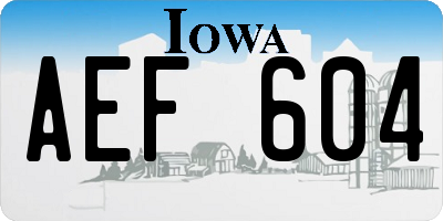IA license plate AEF604