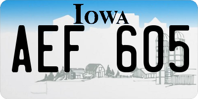 IA license plate AEF605