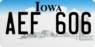IA license plate AEF606