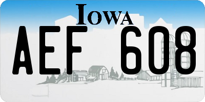 IA license plate AEF608