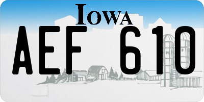 IA license plate AEF610