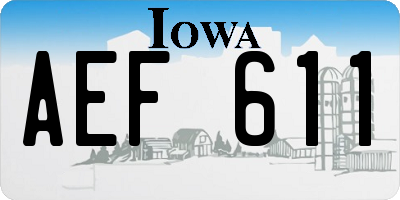IA license plate AEF611