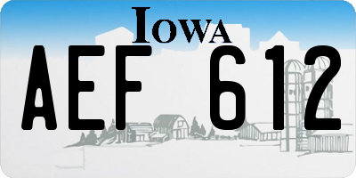 IA license plate AEF612