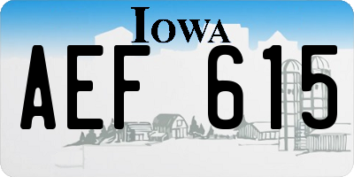 IA license plate AEF615