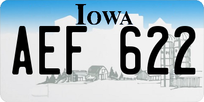 IA license plate AEF622