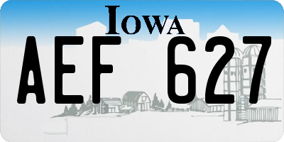IA license plate AEF627