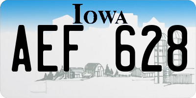IA license plate AEF628