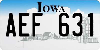 IA license plate AEF631