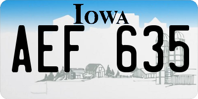 IA license plate AEF635