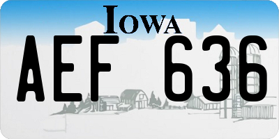 IA license plate AEF636