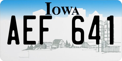 IA license plate AEF641