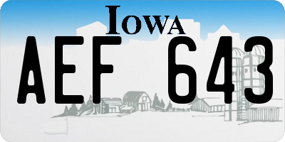 IA license plate AEF643