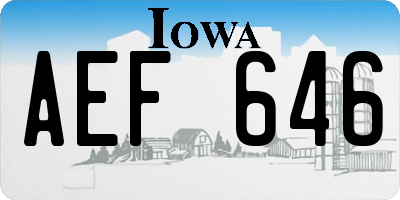 IA license plate AEF646
