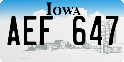IA license plate AEF647