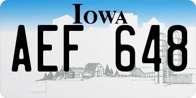 IA license plate AEF648