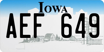 IA license plate AEF649